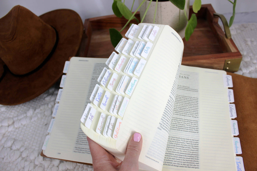 Holographic Bible Tabs with a Rainbow Shift