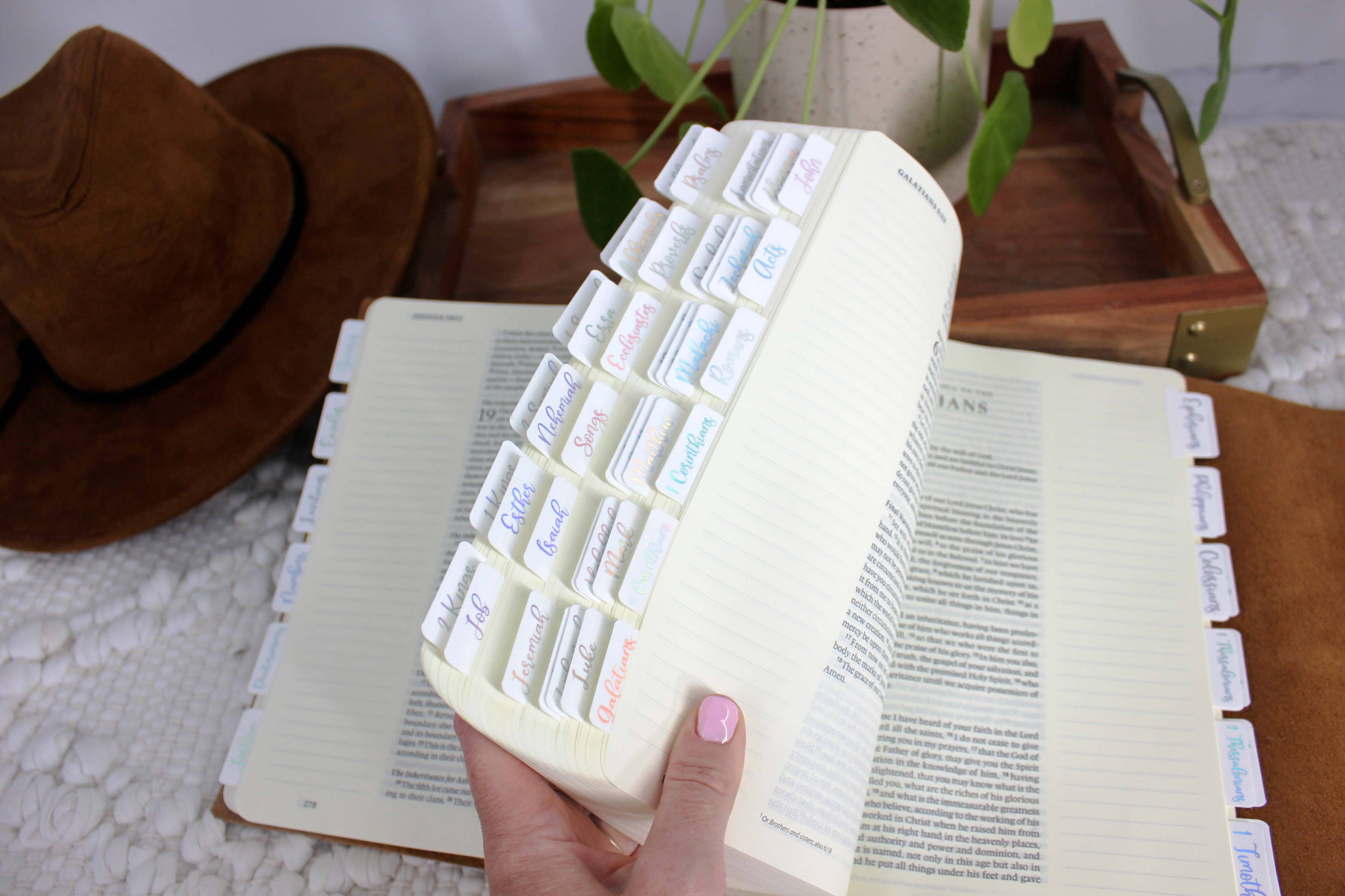 Holographic Bible Tabs with a Rainbow Shift