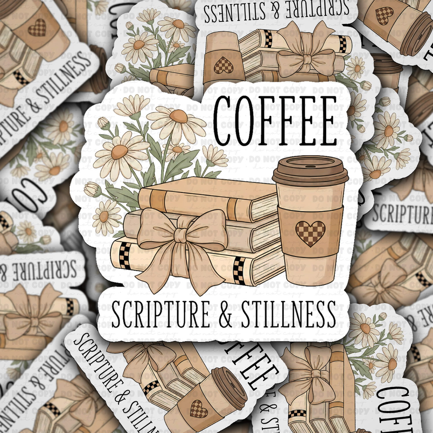 DS 2665 - Coffee Scripture and Stillness Die Cut Sticker