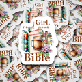 DC 528 - Girl Read your Bible Die Cut Sticker