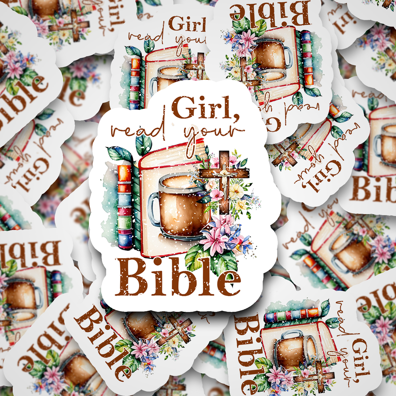DC 528 - Girl Read your Bible Die Cut Sticker