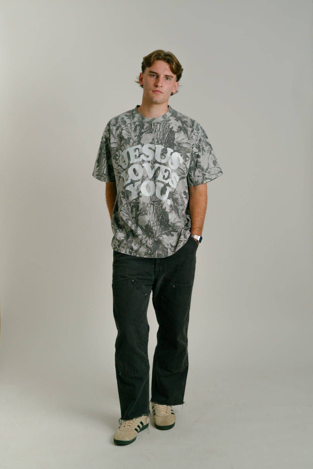 Jesus Loves You Midnight Oak Camo Tee | Limited Edition Oversized