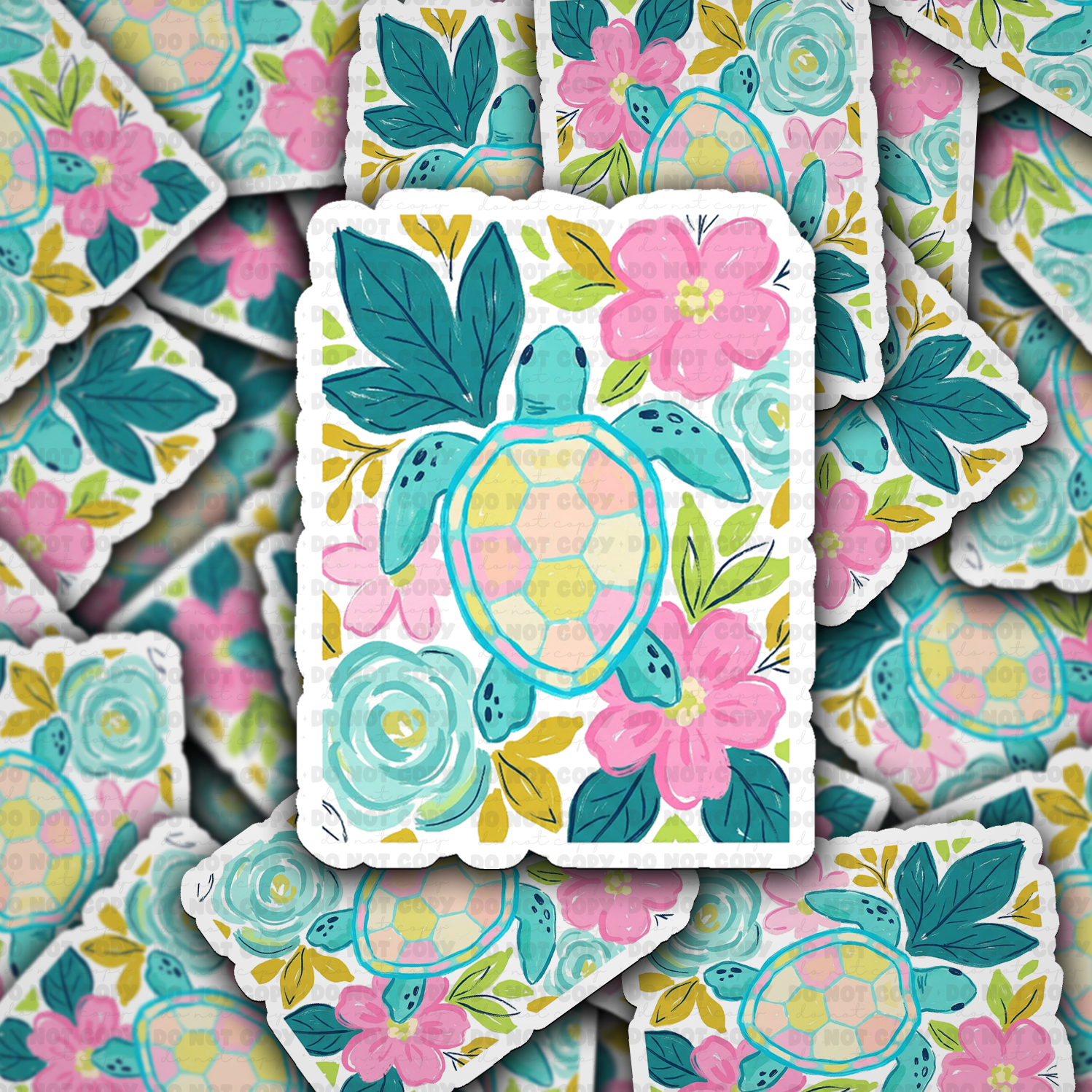 DS 2798 - Boho Sea Turtle Die Cut Sticker