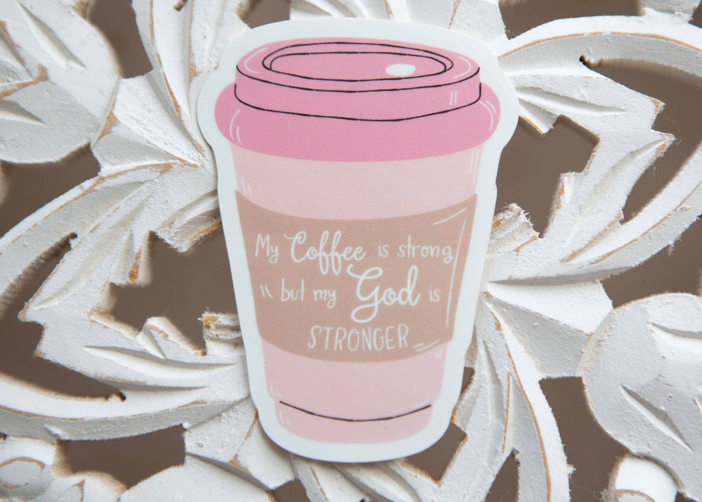 Coffee and Jesus Vinyl Sticker | Cute Bible Laptop Sticker