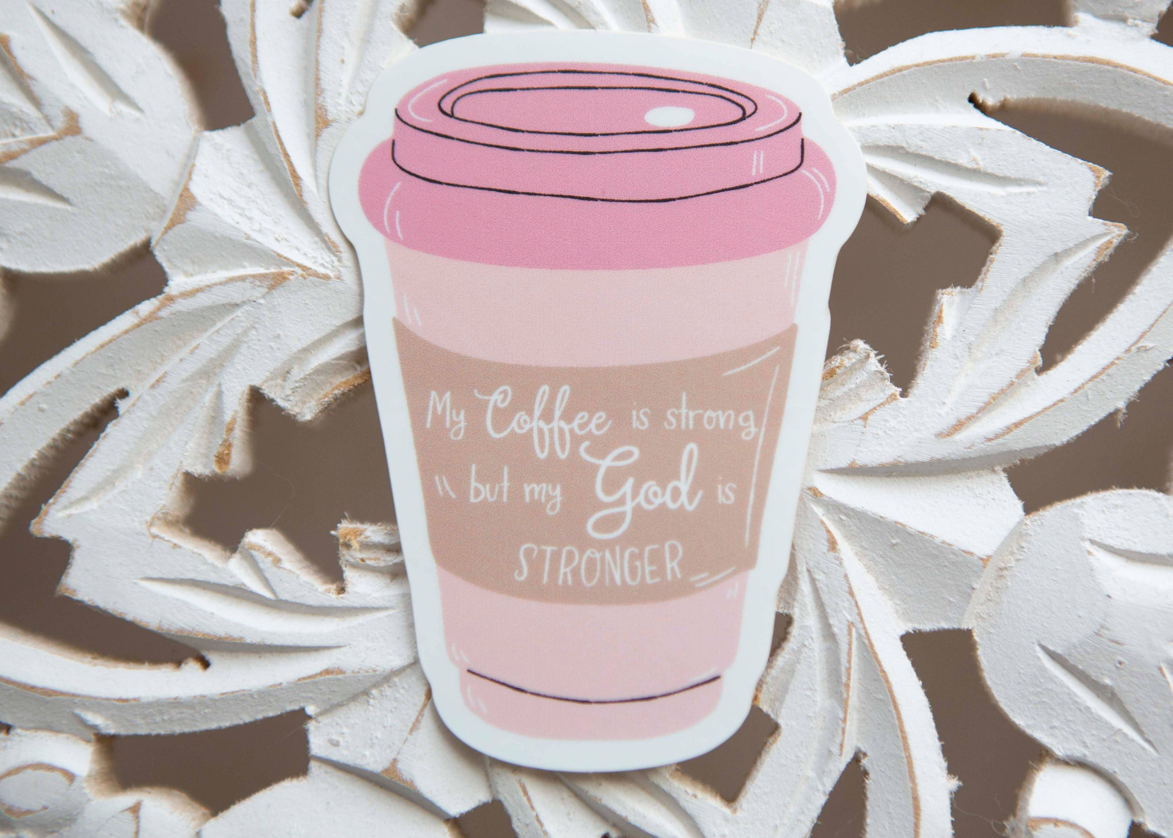Coffee and Jesus Vinyl Sticker | Cute Bible Laptop Sticker