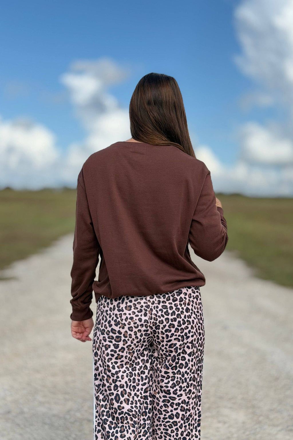 Let's PRAY!  Embroidered Light Sweatshirt - Brown