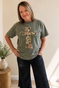 Patchwork Camo Cross Faith Graphic Shirt, Christian Apparel