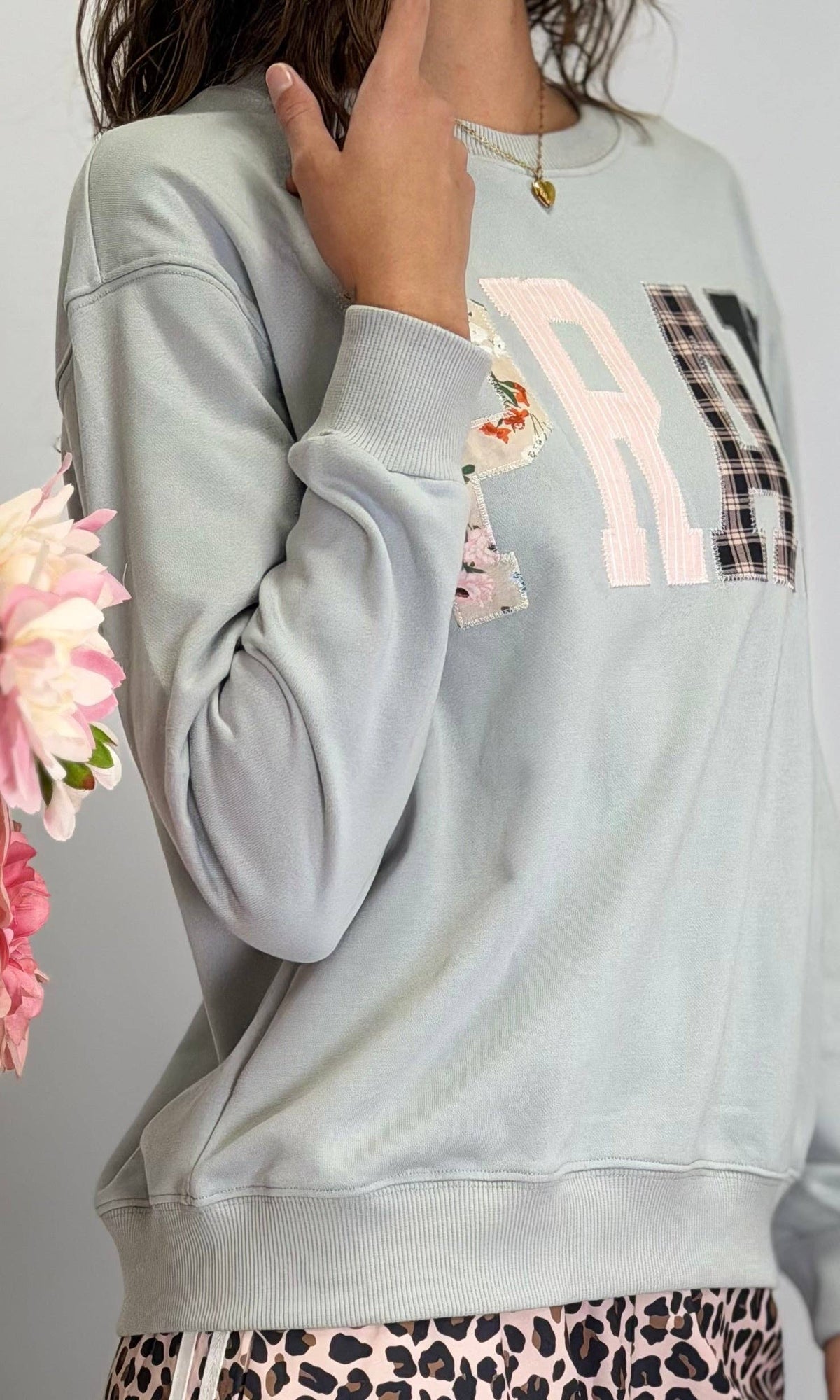 Let's PRAY!  Embroidered Light Sweatshirt - Grey