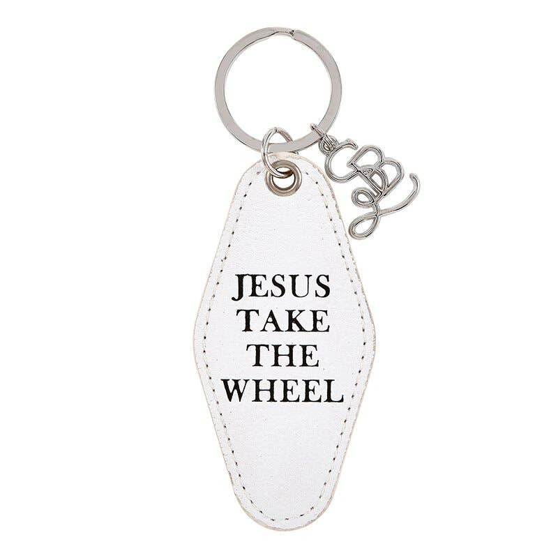 Leather Motel Key Tag — Jesus Take the Wheel