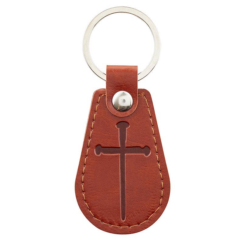 Leather Key Tag — Cross of Nails